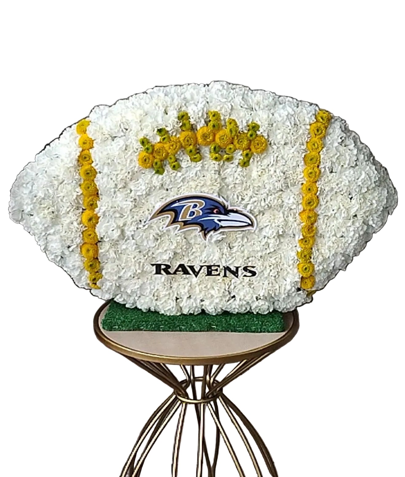 Football floral sympathy arrangement