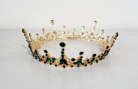 Large Emerald Rhinestone Crown