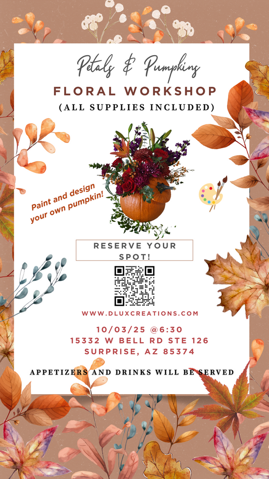 Pumpkins and Petals hands on floral workshop 10/03/25